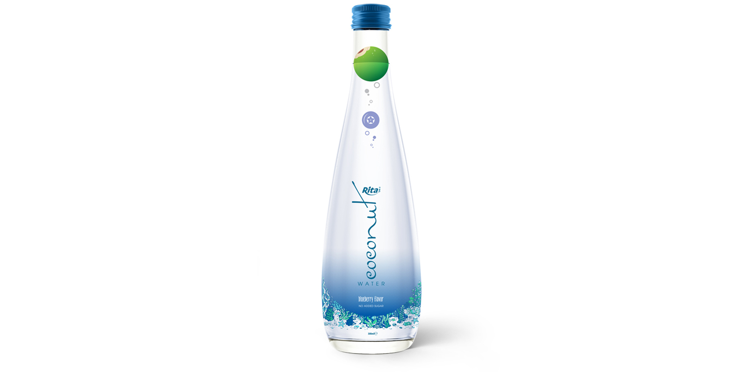 Coconut Water Coconut water with blueberry in glass bottle 300ml